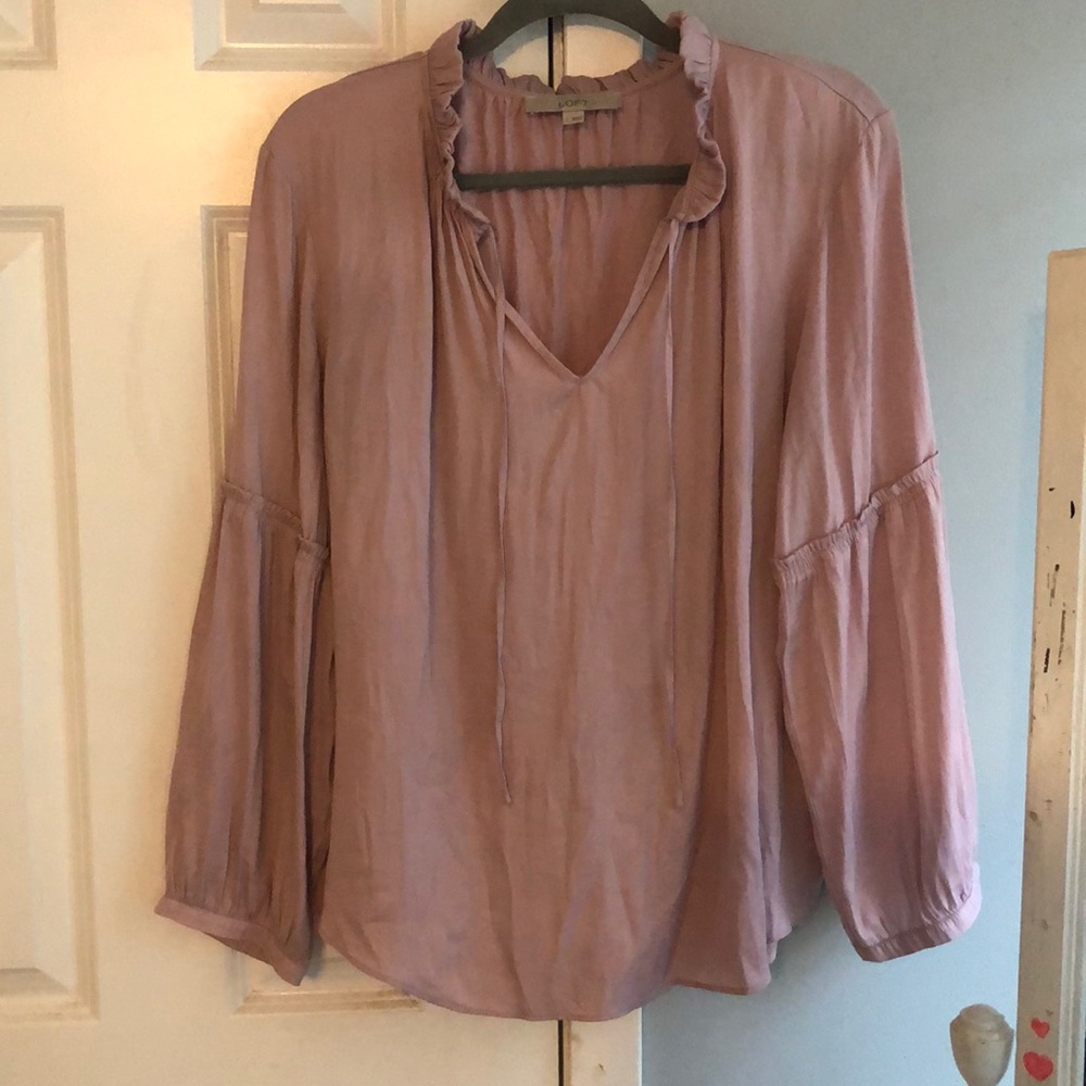 LOFT long sleeve blush blouse.